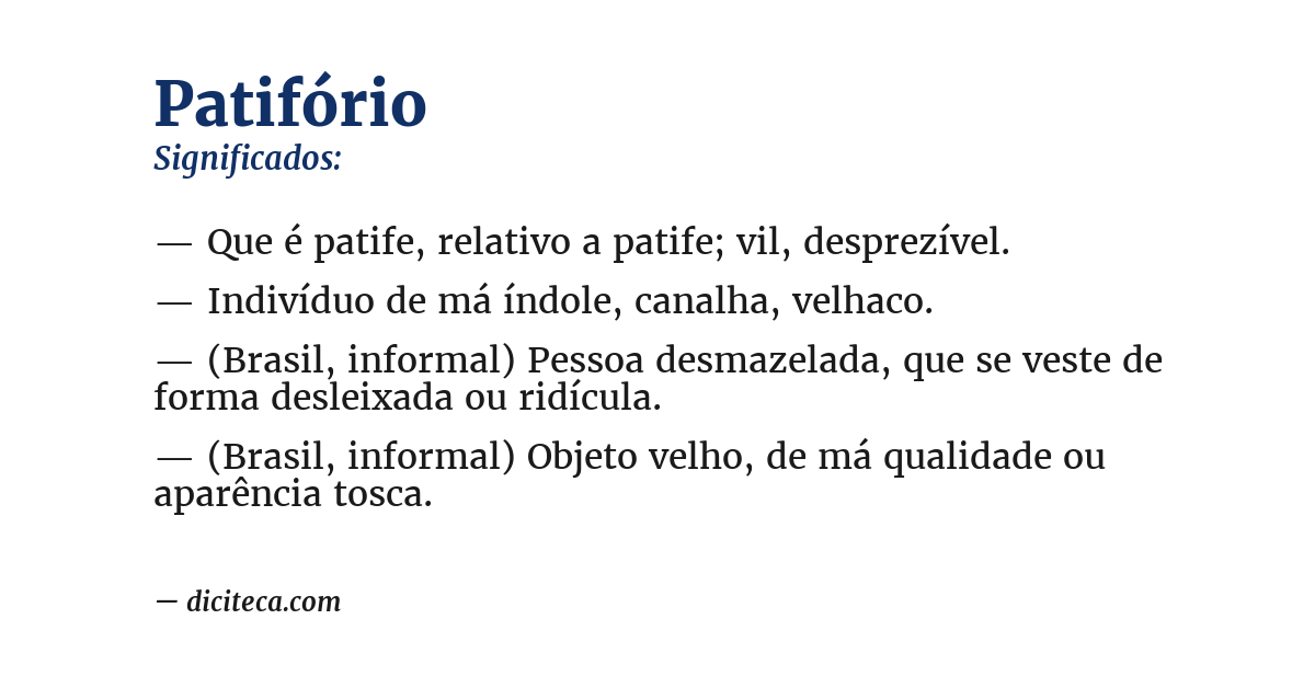Significado de patifório