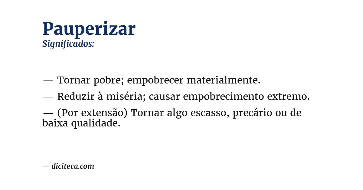 Significado de pauperizar