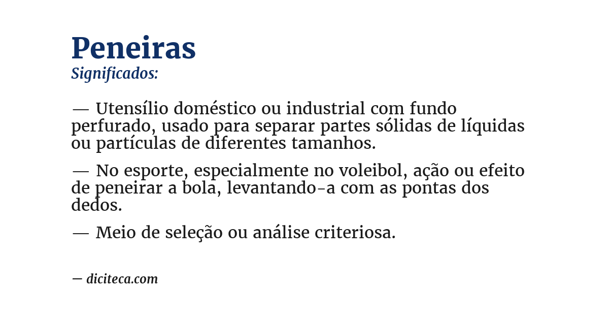 Significado de peneiras