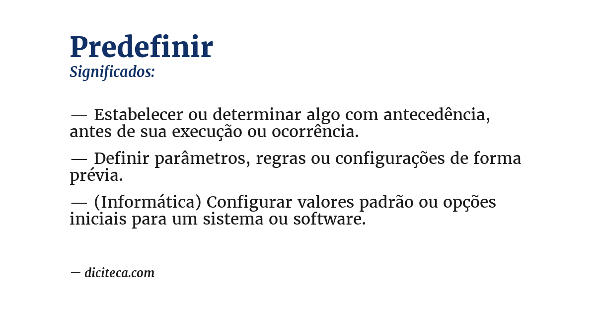 Significado de predefinir