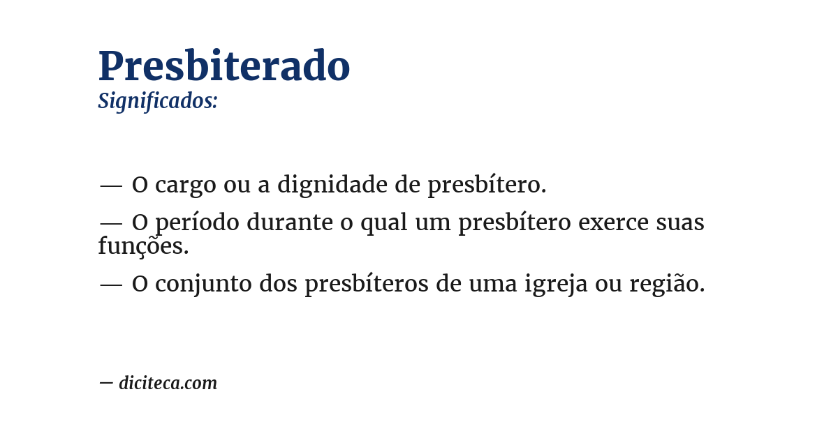 Significado de presbiterado
