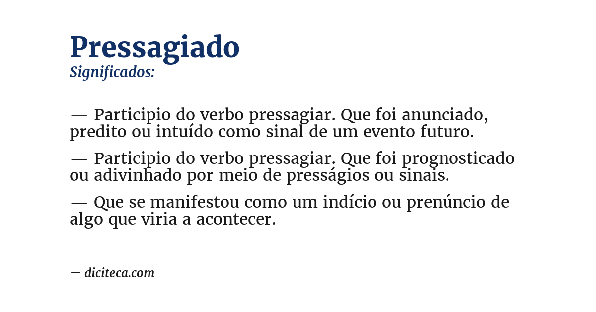 Significado de pressagiado
