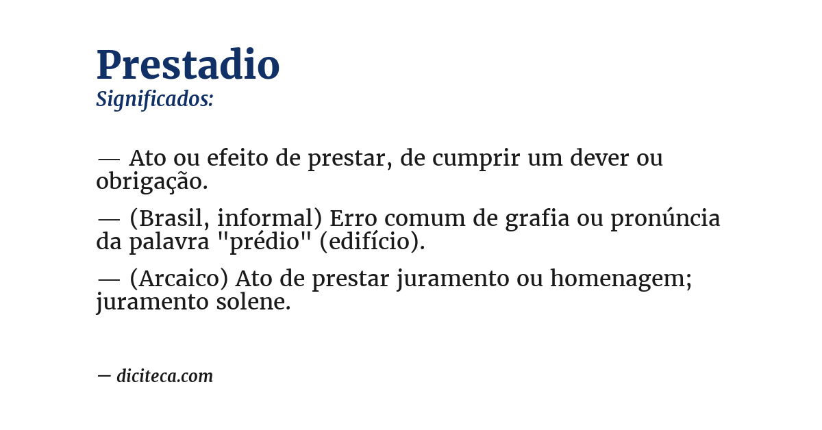 Significado de prestadio