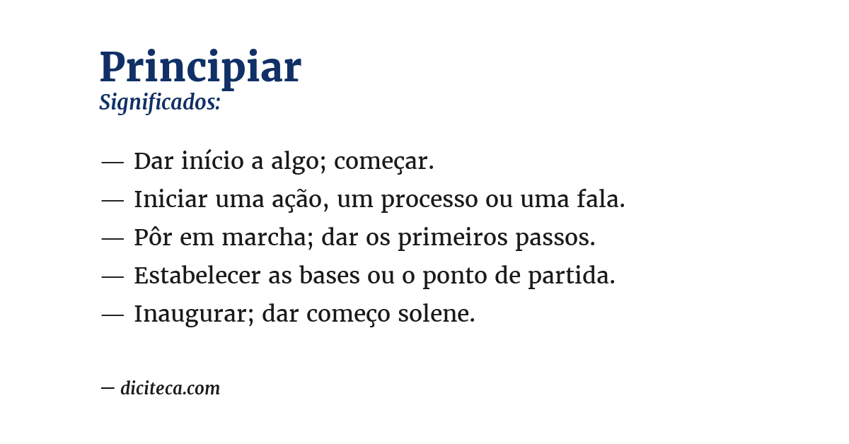 Significado de principiar