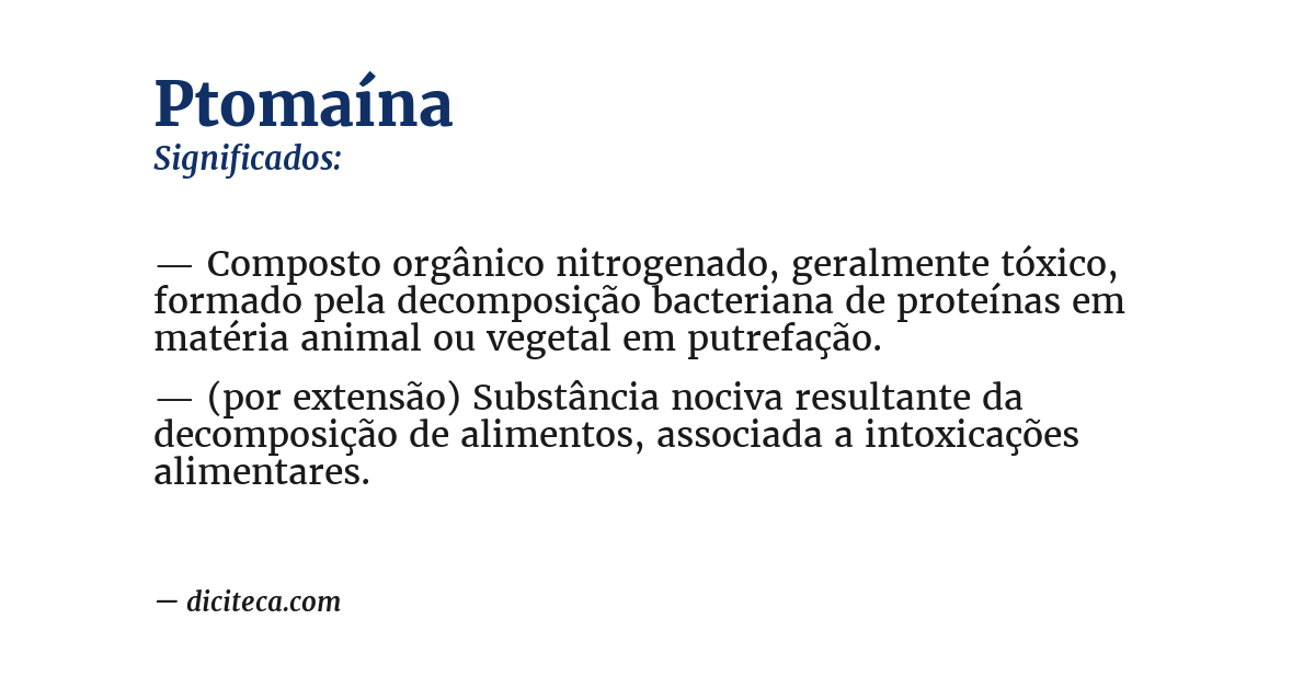 Significado de ptomaína