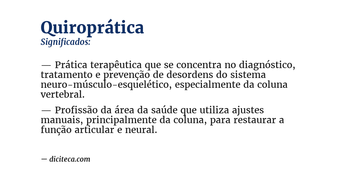 Significado de quiroprática