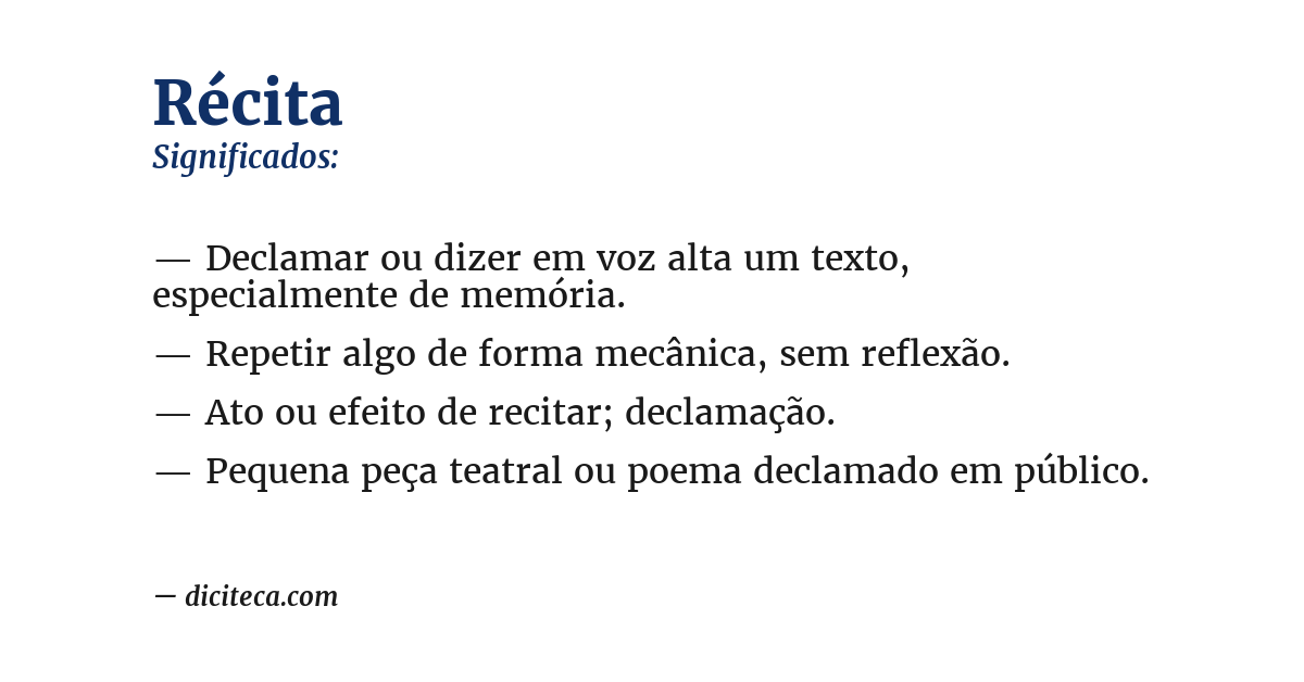 Significado de récita