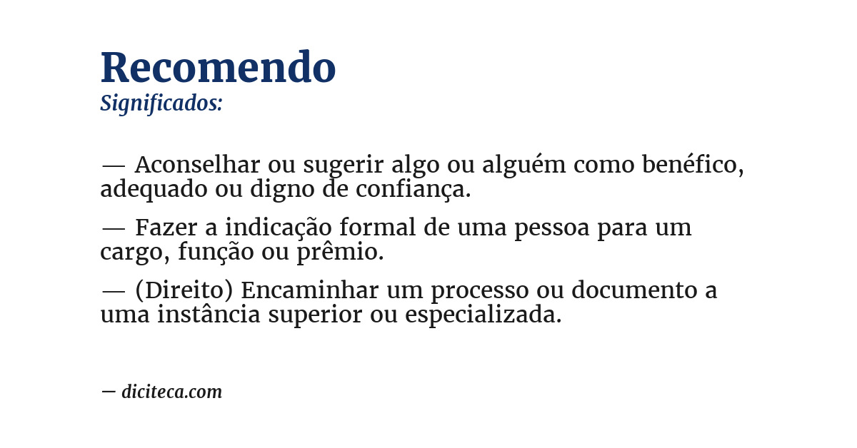 Significado de recomendo