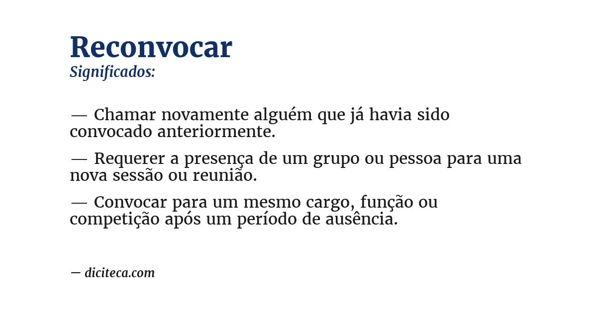 Significado de reconvocar