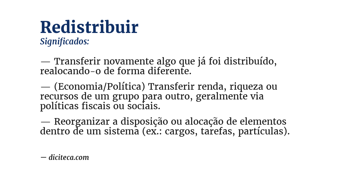 Significado de redistribuir