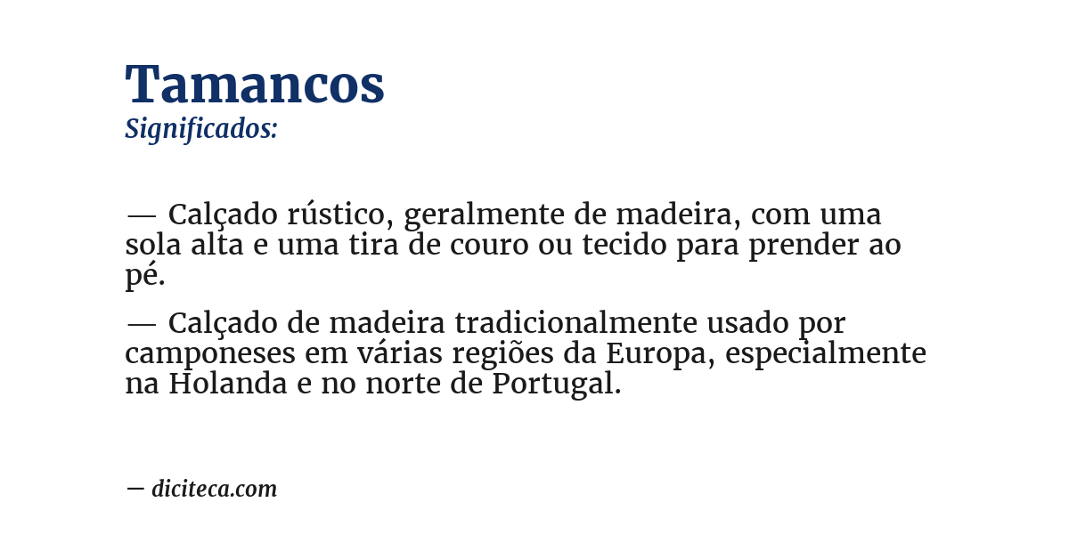Significado de tamancos