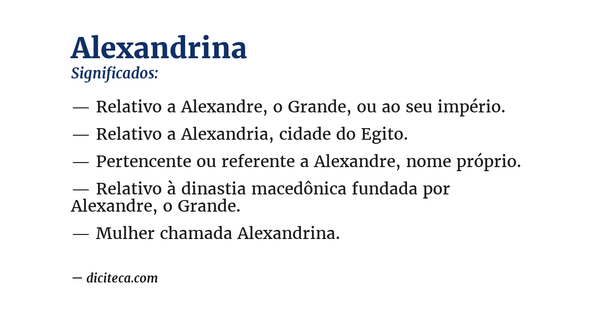 Significado de alexandrina