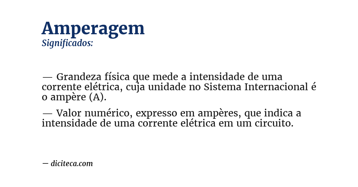 Significado de amperagem