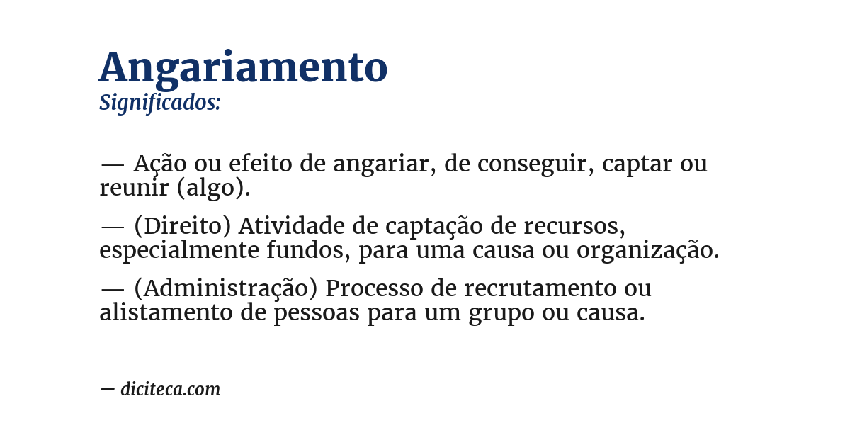 Significado de angariamento