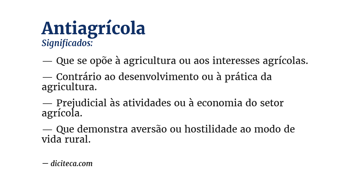 Significado de antiagrícola