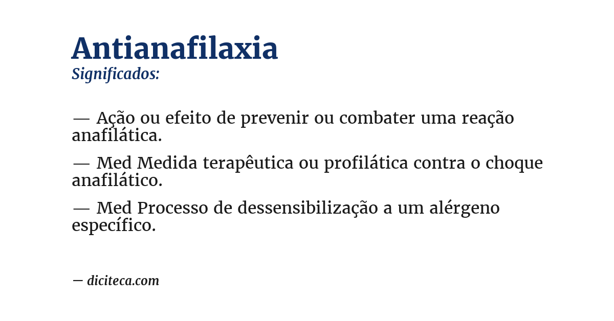 Significado de antianafilaxia