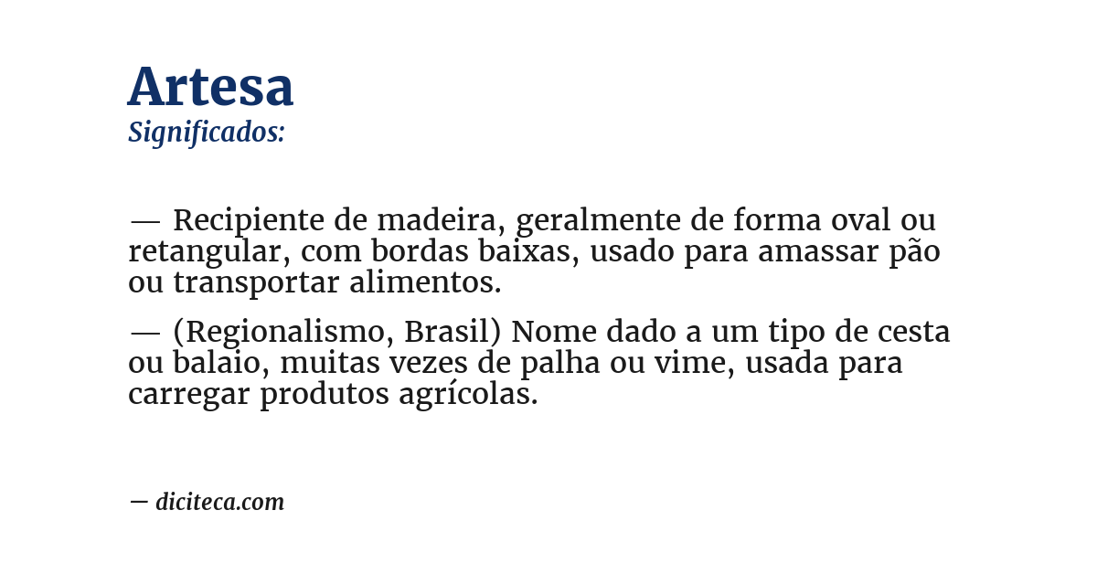 Significado de artesa