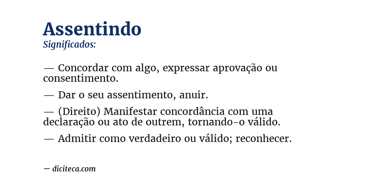 Significado de assentindo