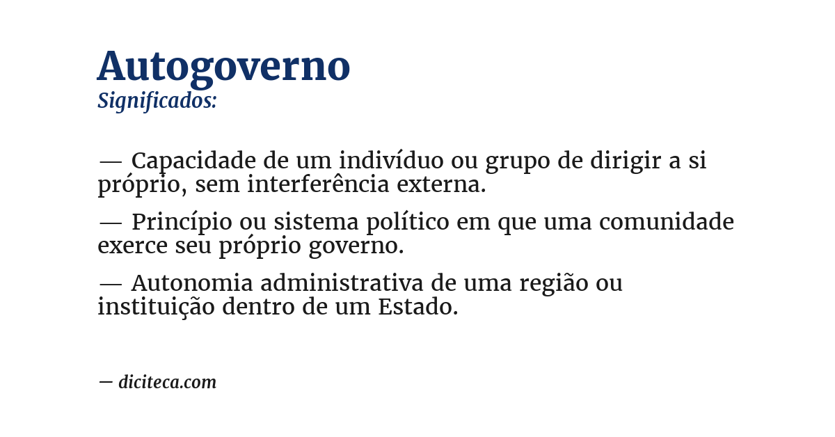 Significado de autogoverno