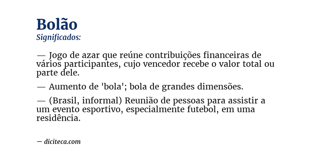 Significado de bolão