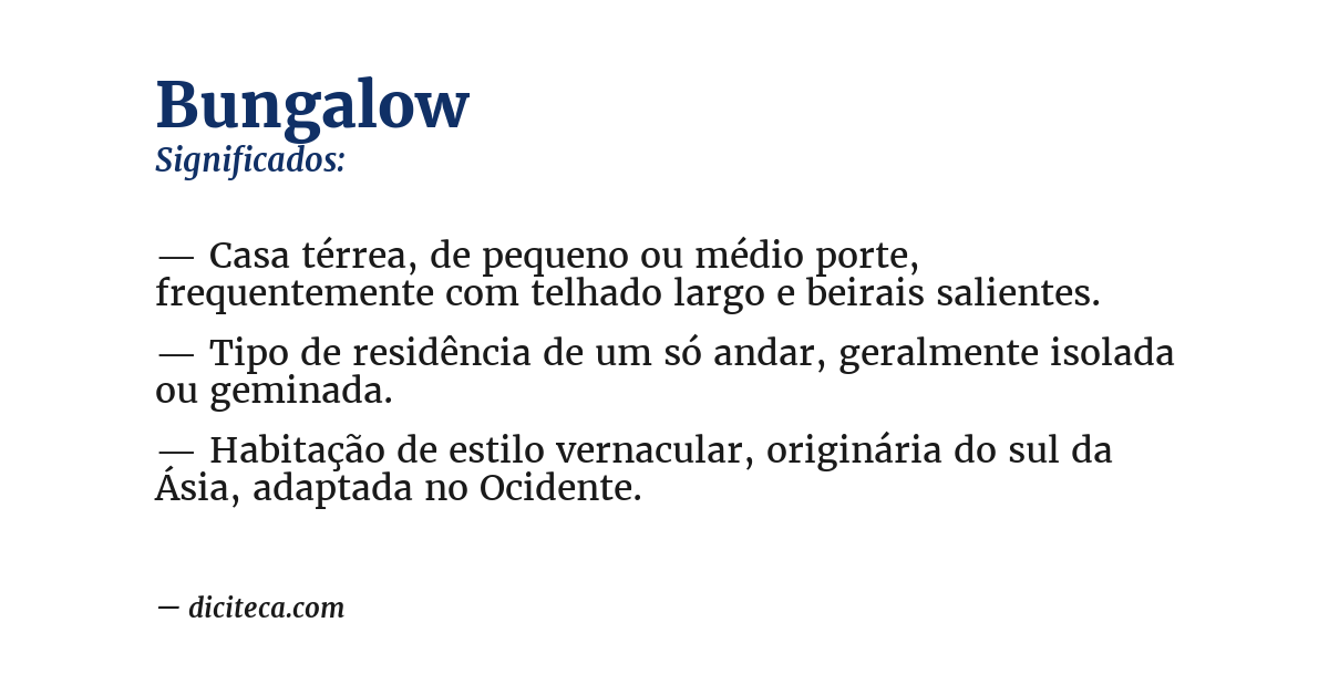 Significado de bungalow