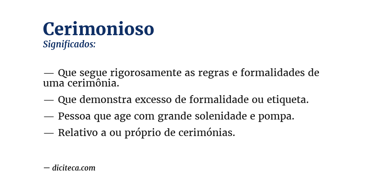 Significado de cerimonioso