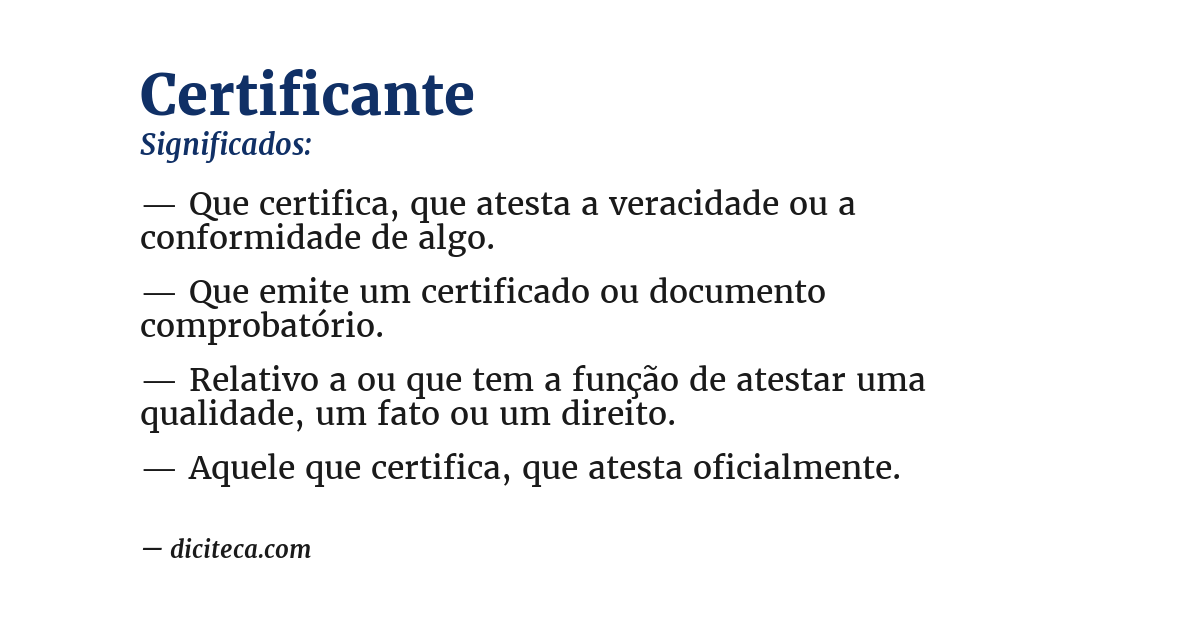 Significado de certificante