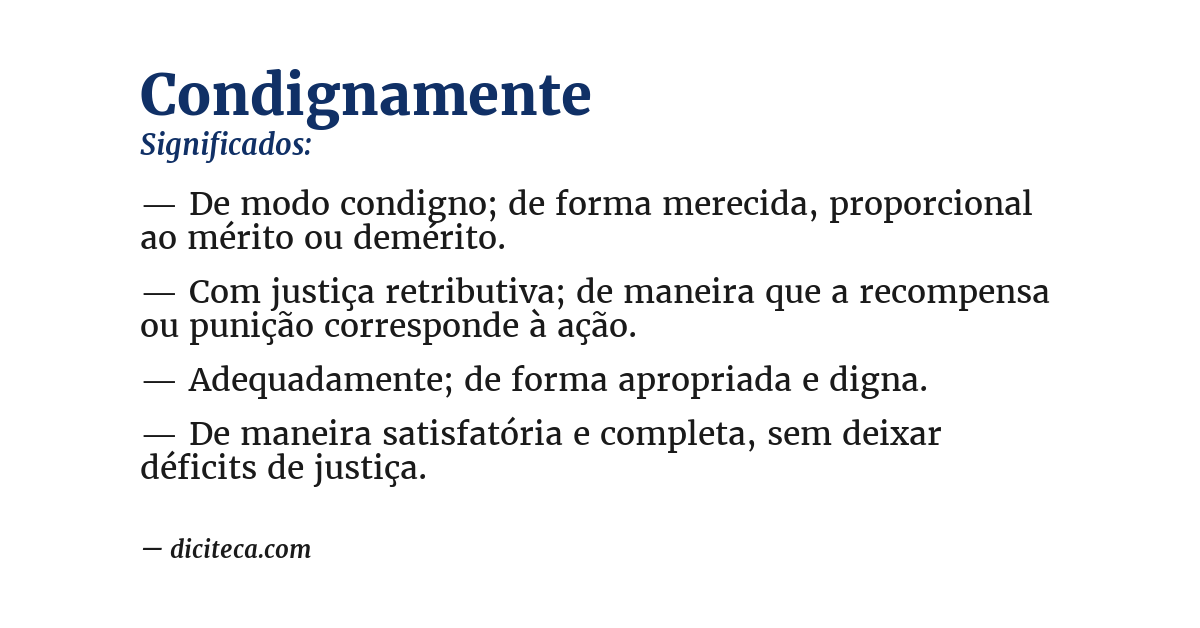 Significado de condignamente