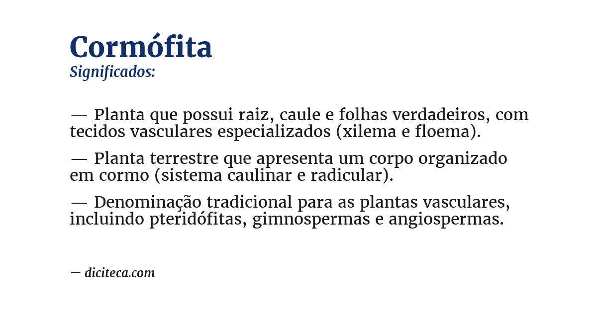 Significado de cormófita