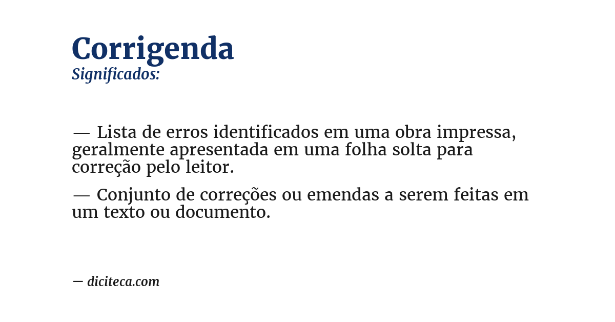 Significado de corrigenda