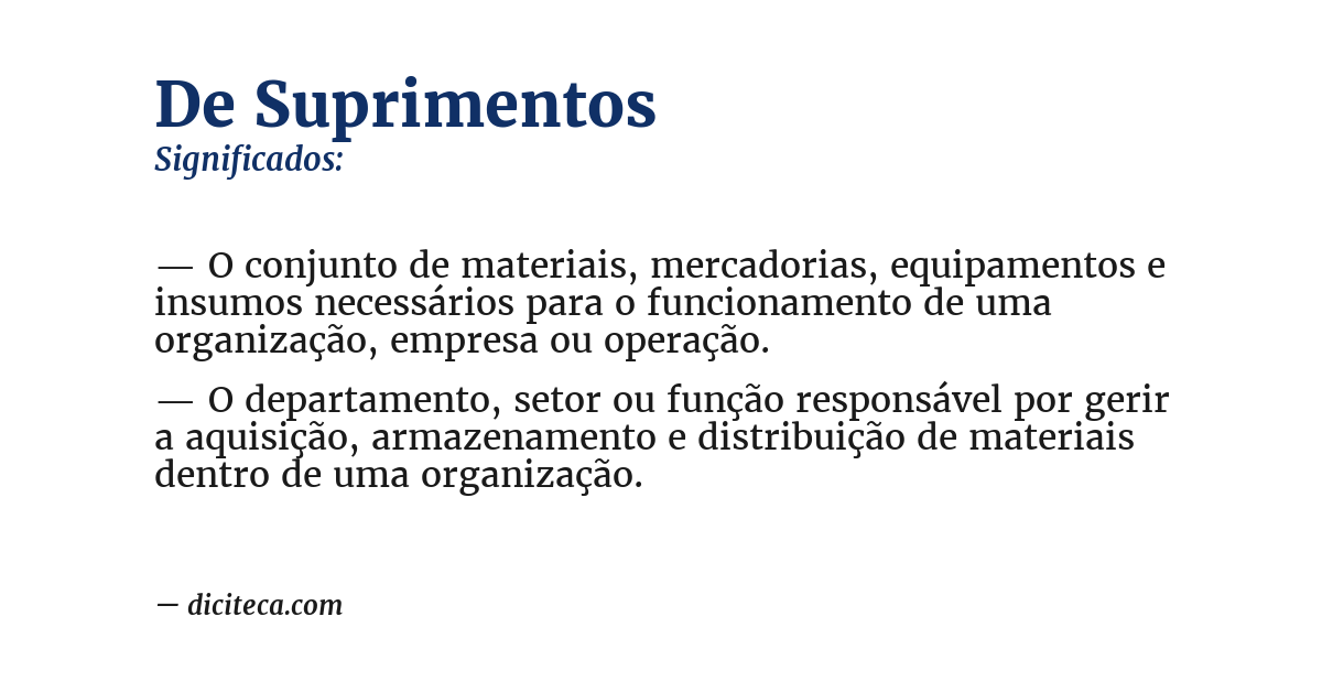 Significado de de suprimentos