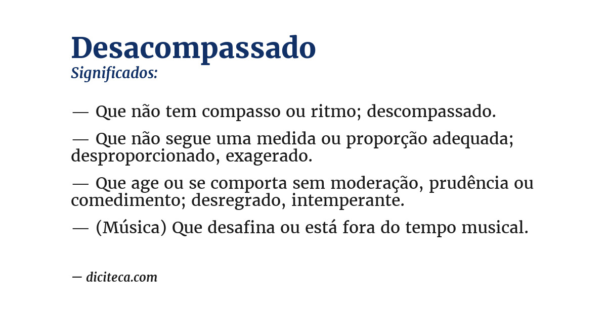 Significado de desacompassado