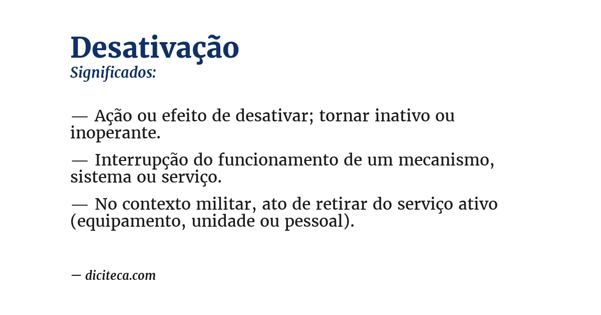 Significado de desativação