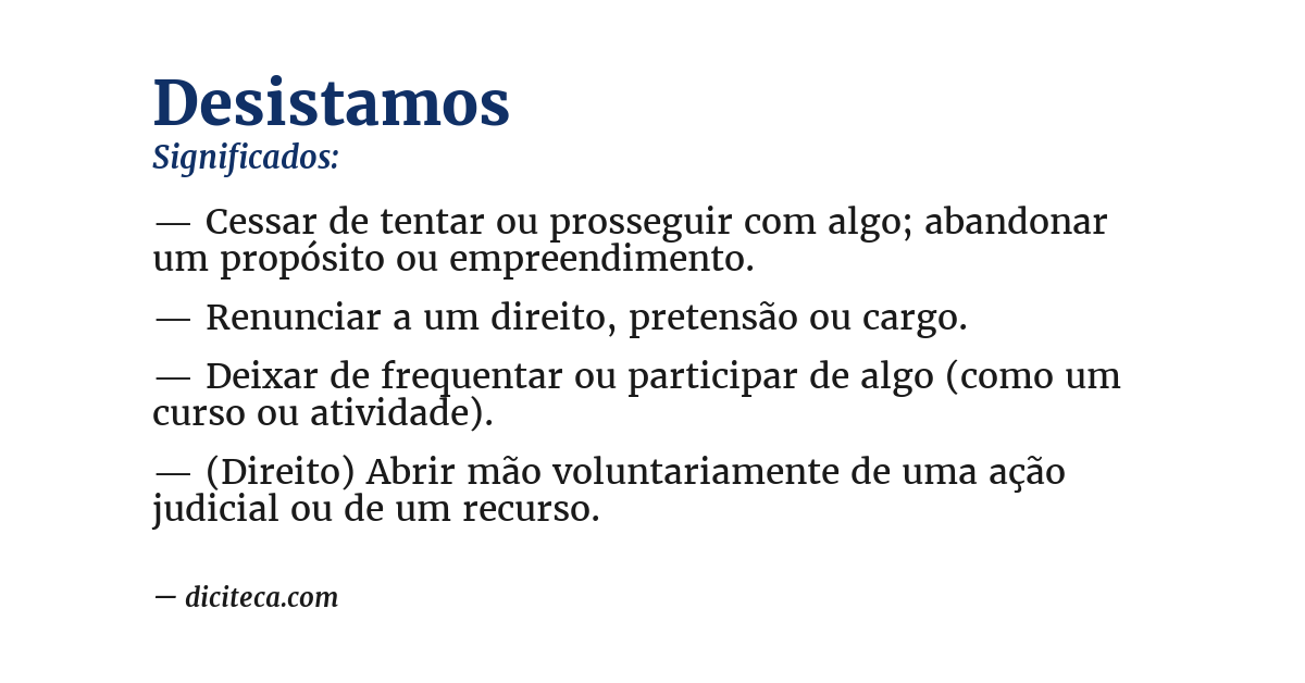 Significado de desistamos