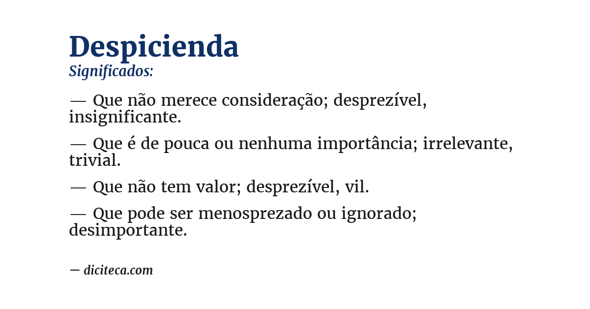 Significado de despicienda