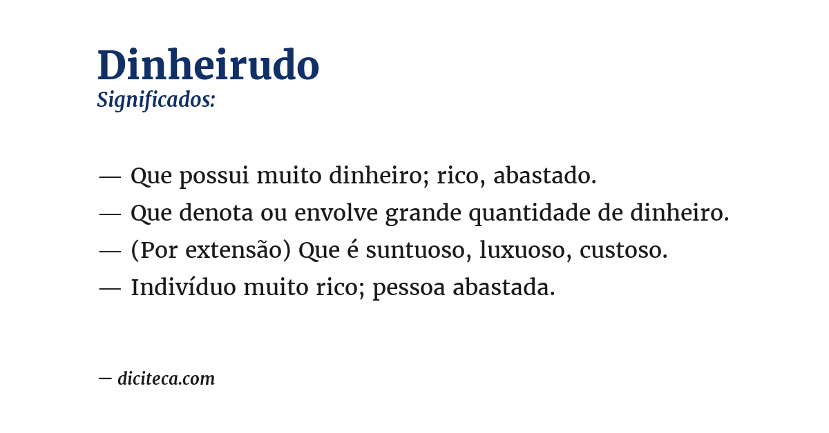 Significado de dinheirudo
