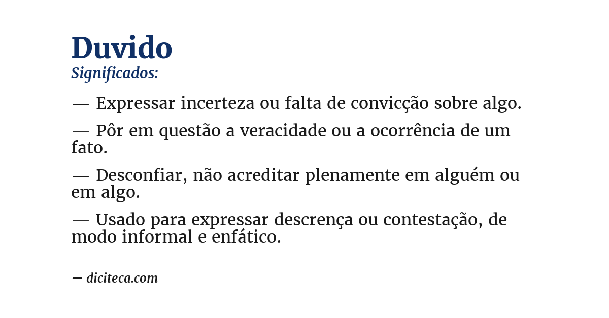 Significado de duvido