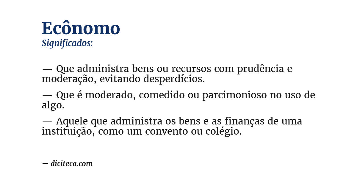 Significado de ecônomo