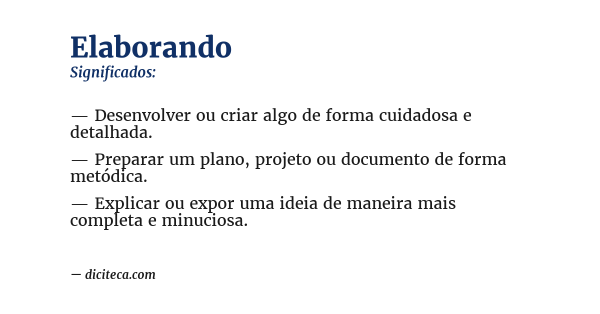 Significado de elaborando