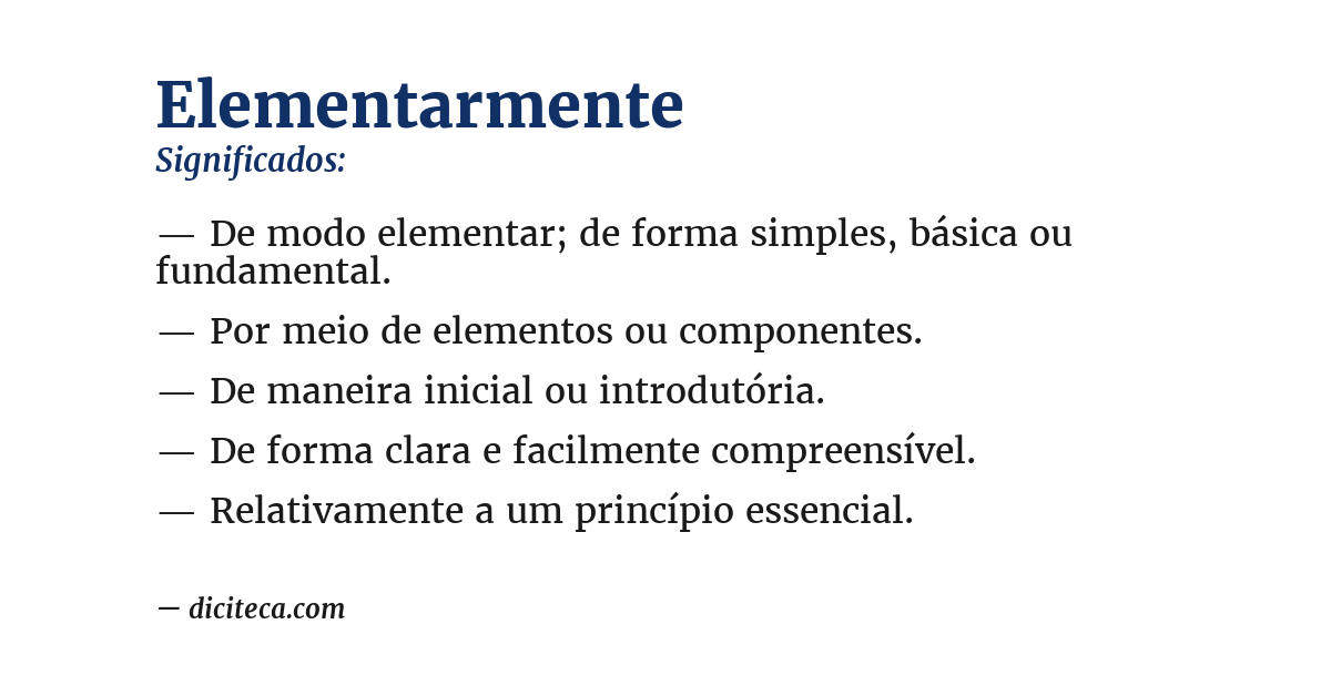 Significado de elementarmente
