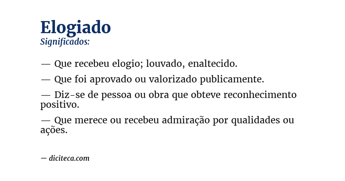 Significado de elogiado