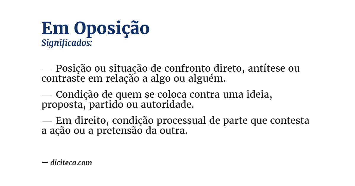 Significado de em oposição