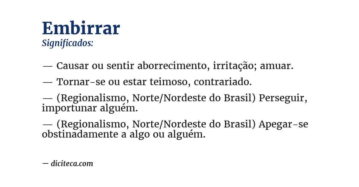 Significado de embirrar