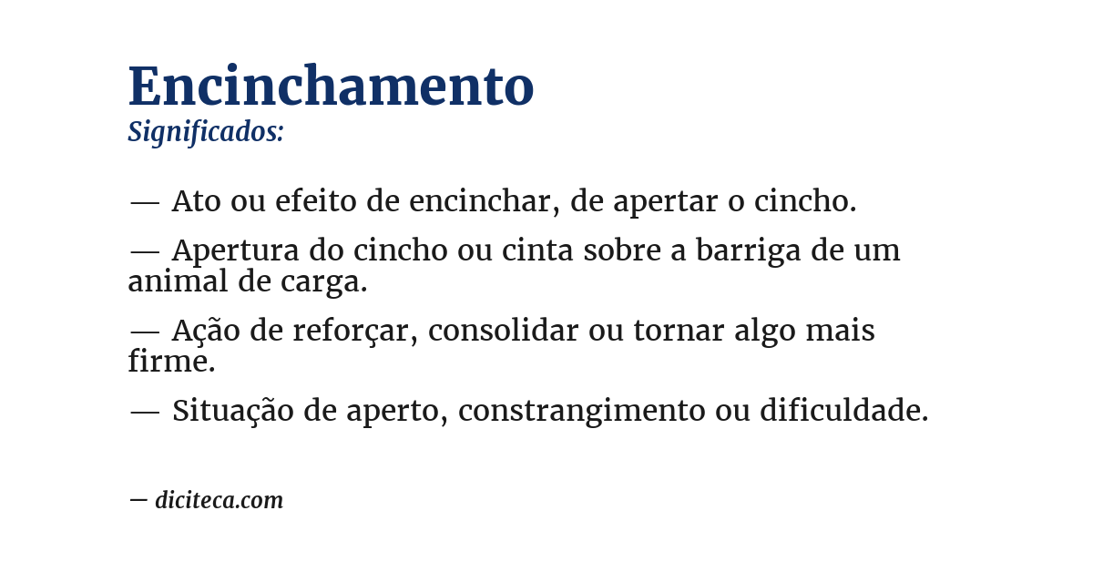 Significado de encinchamento