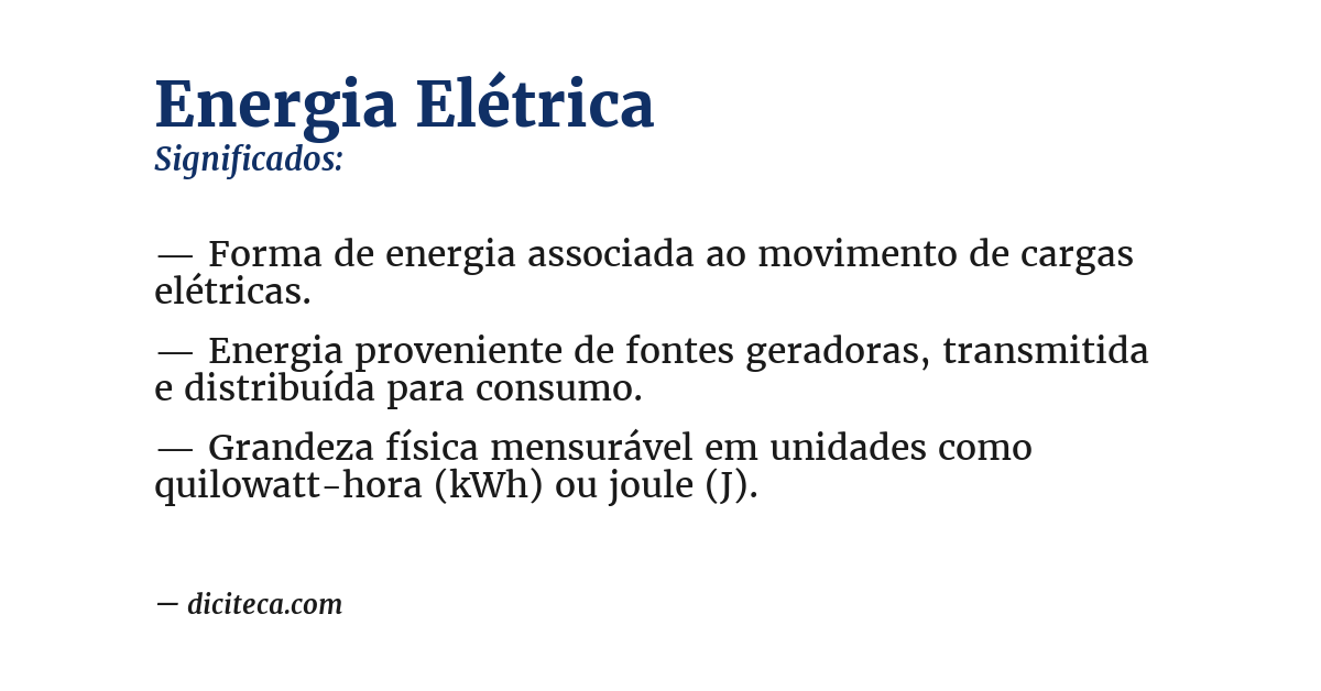 Significado de energia elétrica