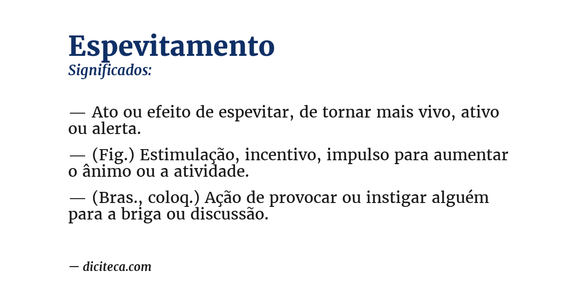 Significado de espevitamento