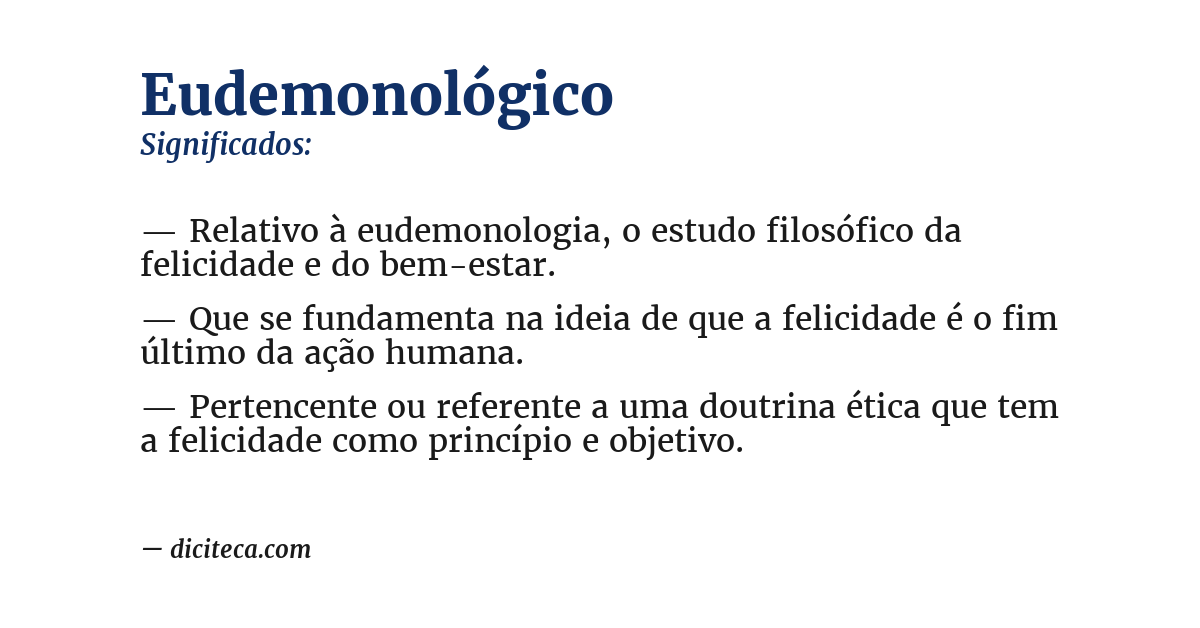 Significado de eudemonológico