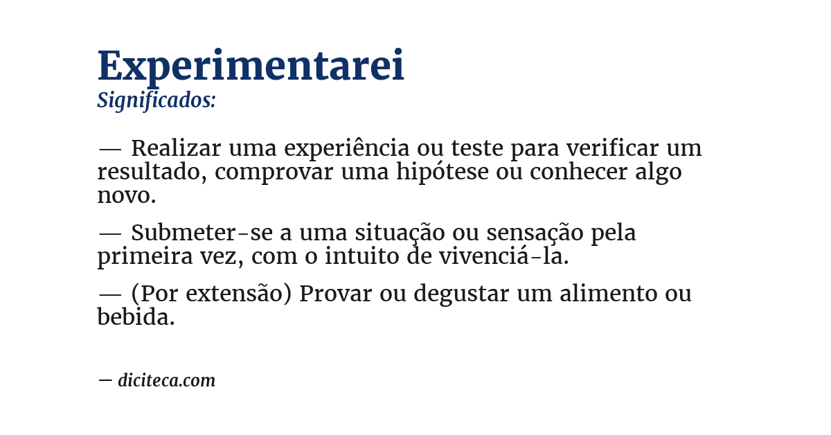 Significado de experimentarei