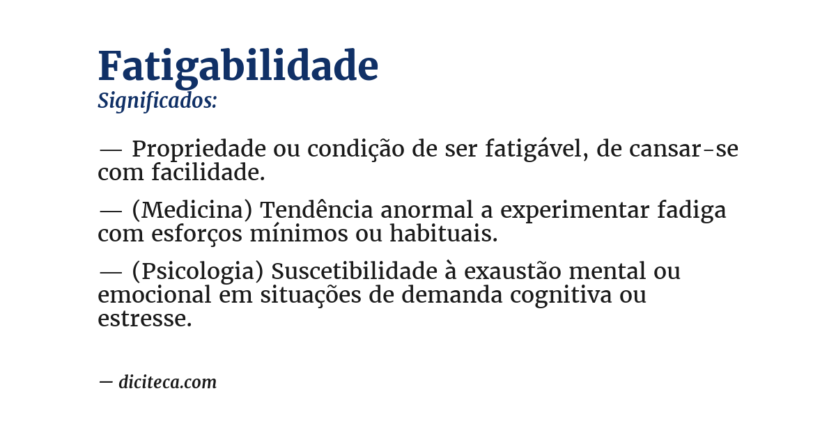 Significado de fatigabilidade