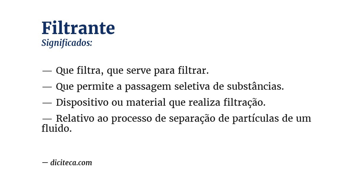 Significado de filtrante